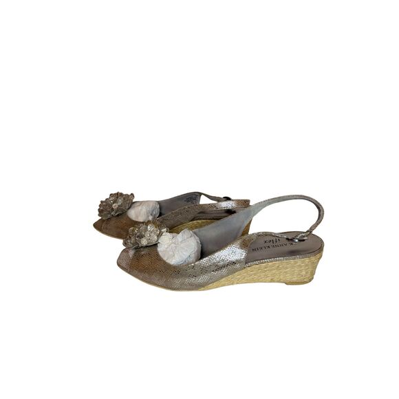 Anne Klein Shoes - Anne Klein iFlex Wedge Sandals Metallic Gold Slingback Espadrille Womens 7.5